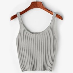Gray Ribbed Sleeveless Crop Top Size Medium J/K